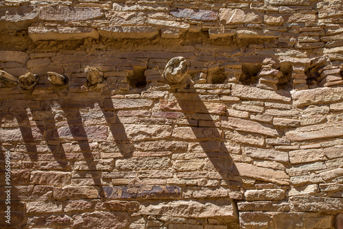 Rock Wall and Ancient Wood Beam Shadows, Pueblo Bonito, Chaco Canyon photo