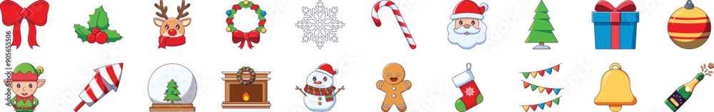 Christmas and New Year Cartoon Simple Illustrations for Infographics, Books, Banners Christmas and New Year Cartoon Simple Illustrations for Infographics, Books, Banners