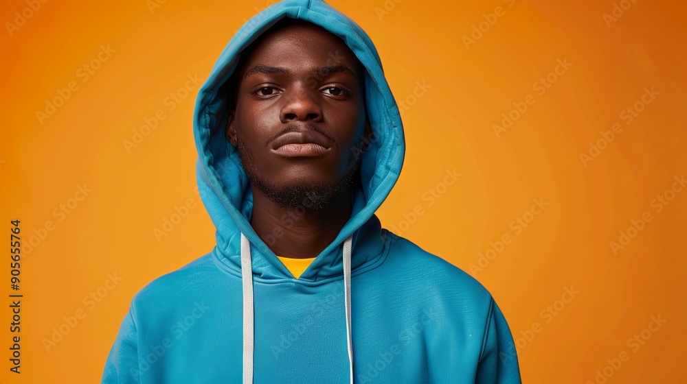 Young man wearing blue hoodie over isolated background Young man wearing blue hoodie over isolated background