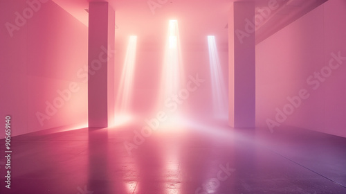 Minimalistic Room with Soft Pink Spotlights