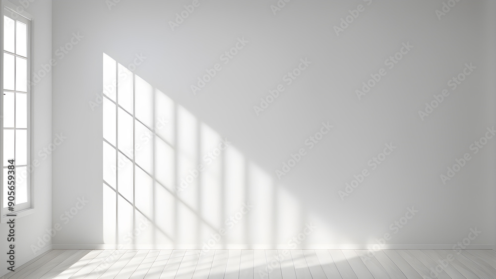 Fototapeta premium Empty room with window and white wall. 