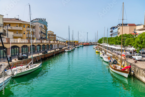 A view down the Table river out to sea at Gabicce Mare, Italy in summertime