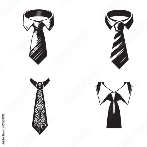 silhouette of clean vector  Tie  isolated on white background

