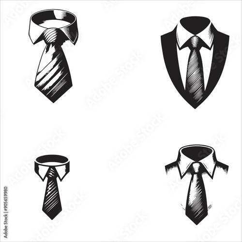 silhouette of clean vector  Tie  isolated on white background

