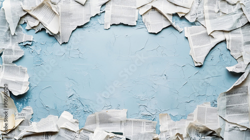 Background with newspaper pieces collage. Copy space, empty space for text