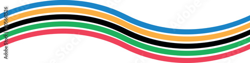 Abstract rainbow olympic games background isolated on transparent background. Curved multi-colored lines. Vector design element.