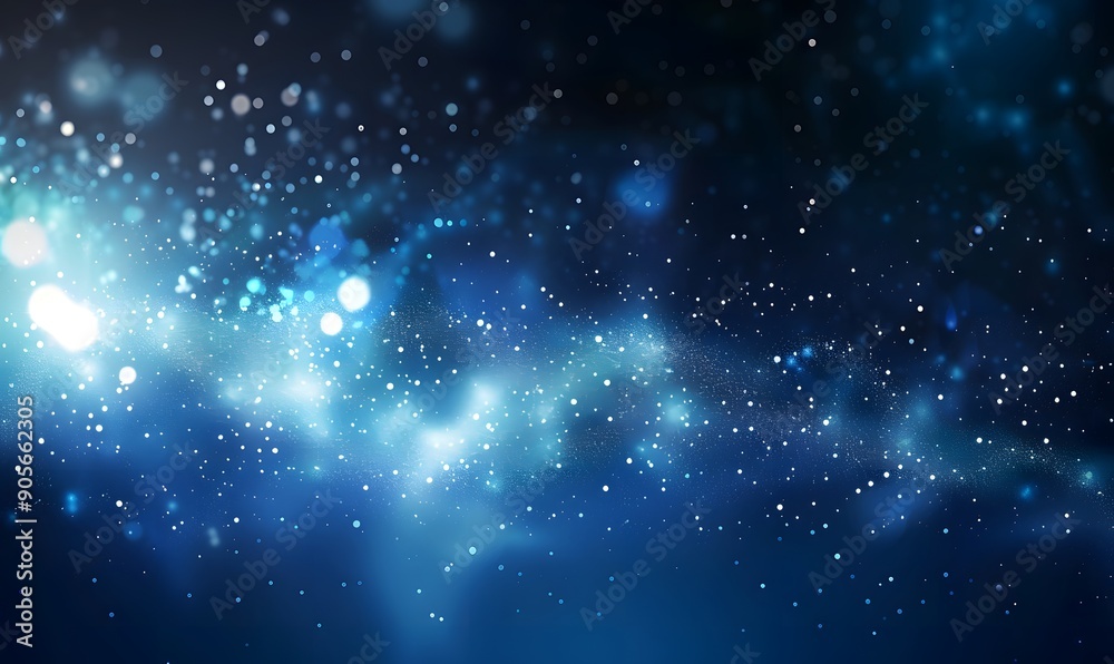 Fototapeta premium Blue science technology light glowing particles background, generative ai