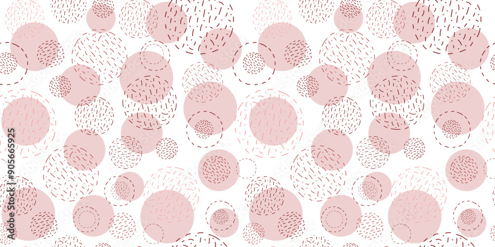 Abstract geometric seamless pattern. Shapes, strokes, spots, circles. Balls of thread. Hobbies, handicrafts. Simple vector texture. Repeating background for wallpaper, packaging, textiles. Abstract geometric seamless pattern. Shapes, strokes, spots, circles. Balls of thread. Hobbies, handicrafts. Simple vector texture. Repeating background for wallpaper, packaging, textiles.