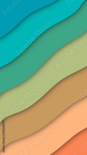 Abstract colorful gradient waves illustration vertical looping animation summer background