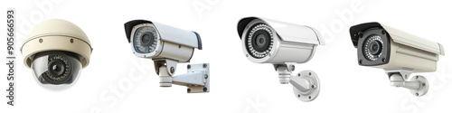 Collection of security cameras in various styles, showcasing modern surveillance technology for improved safety and monitoring. transparent background
