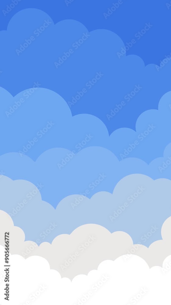 Cloudy blue sky illustration cartoon vertical looping animation abstract background Cloudy blue sky illustration cartoon vertical looping animation abstract background