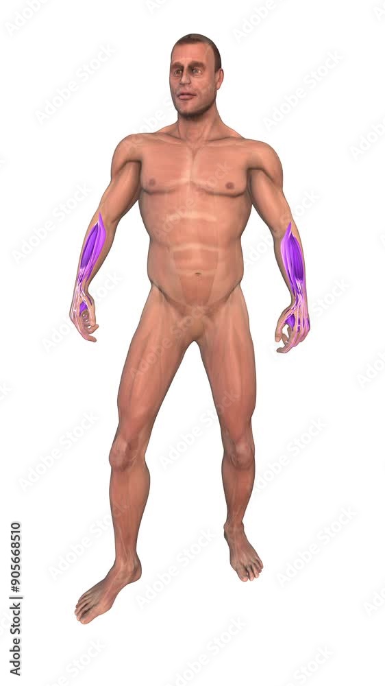 The human muscular system highlight Brachioradialis muscles The human muscular system highlight Brachioradialis muscles
