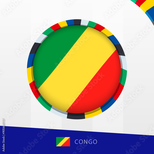 Congo Flag with Colorful Circle Border. photo