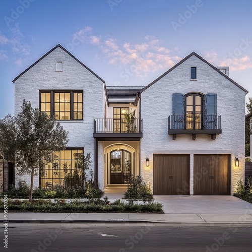 A large white house with a large front porch and a driveway