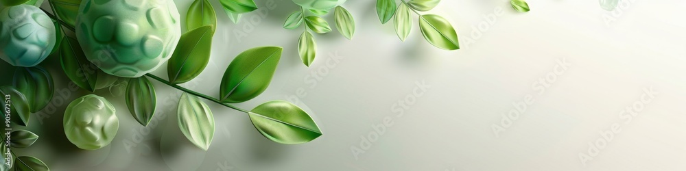 Fototapeta premium Uneven Green Spheres Abstract Background, LinkedIn cover, with copy space, AI Generated