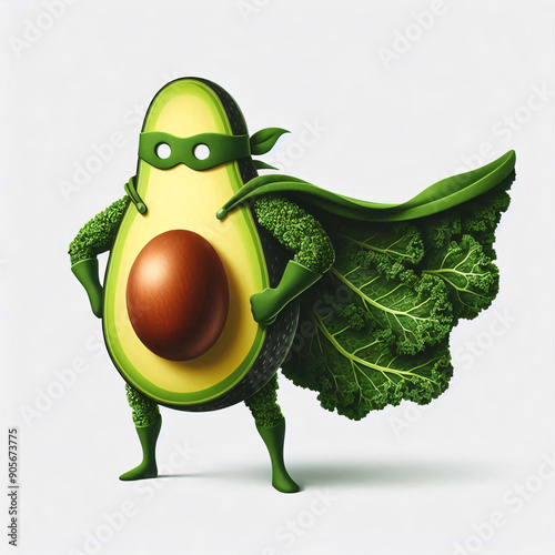 Avocado Superhero persona figure, green fruit veggie vegan lifestyle, ketogenic dieters, illustration wallpaper background