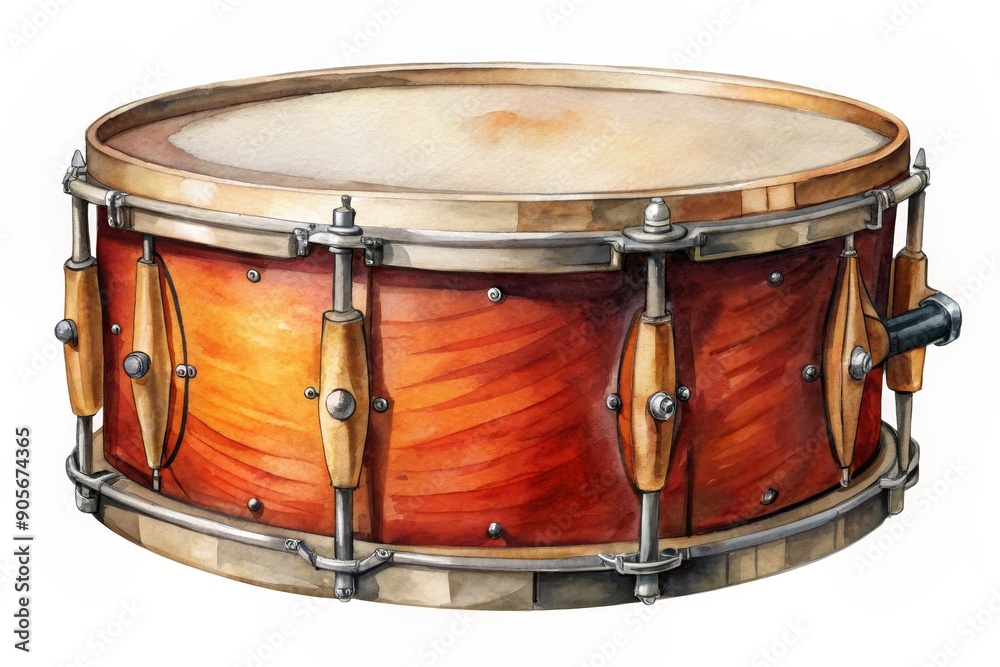Obraz premium A watercolor rendering of a traditional drum
