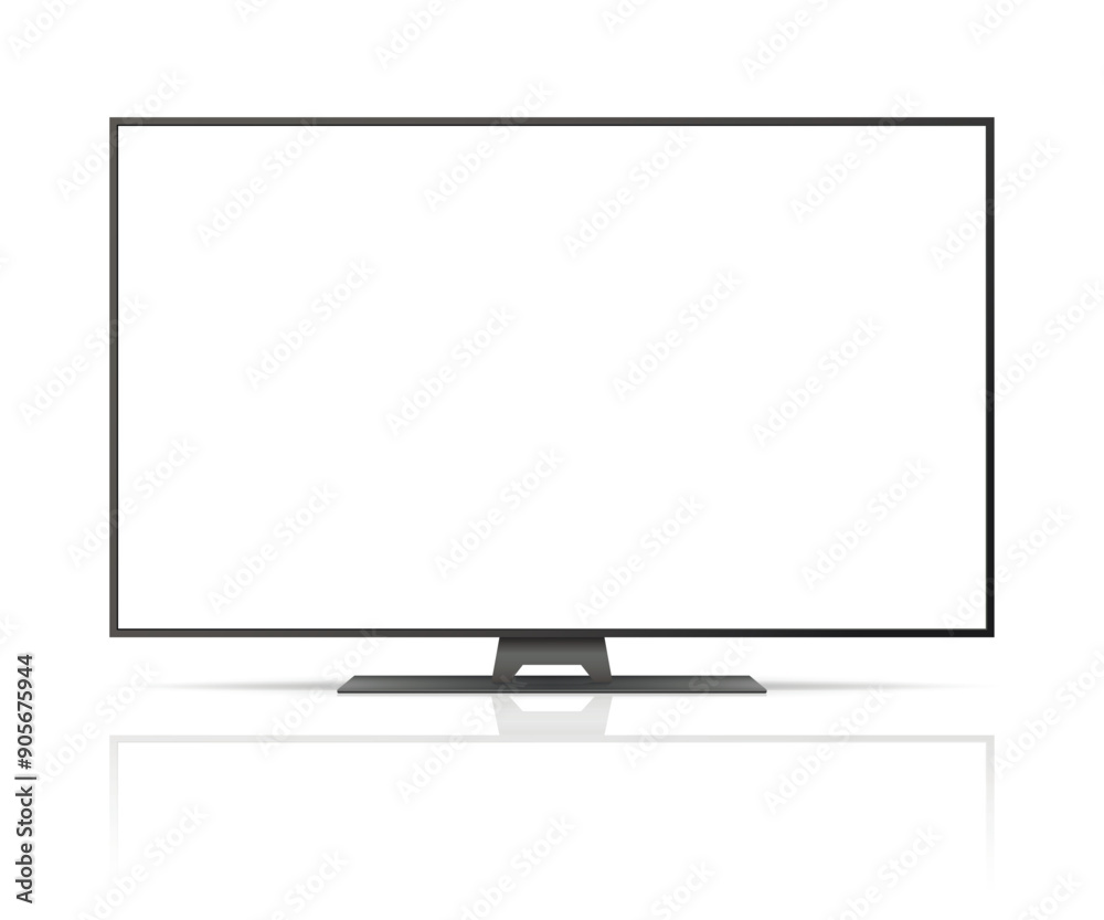Smart tv mockup. Blank television screen with reflection.