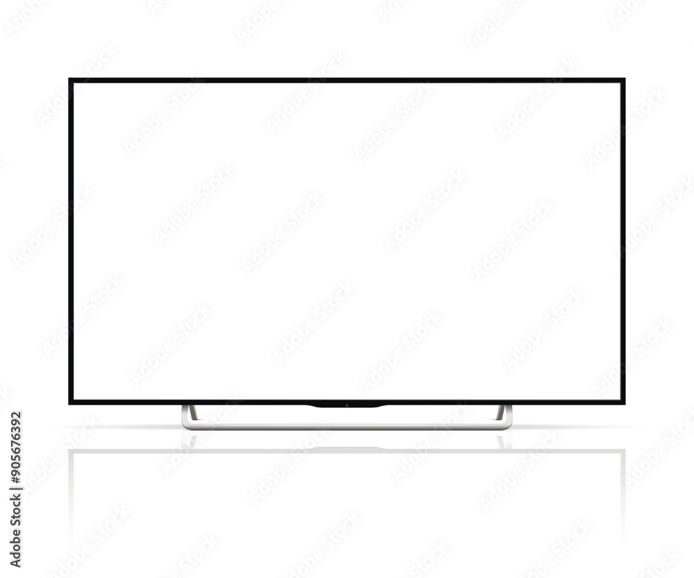 Naklejka premium Realistic tv screen. Smart tv mockup. Blank television template. Vector illustration.