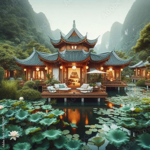 chinese temple in the garden