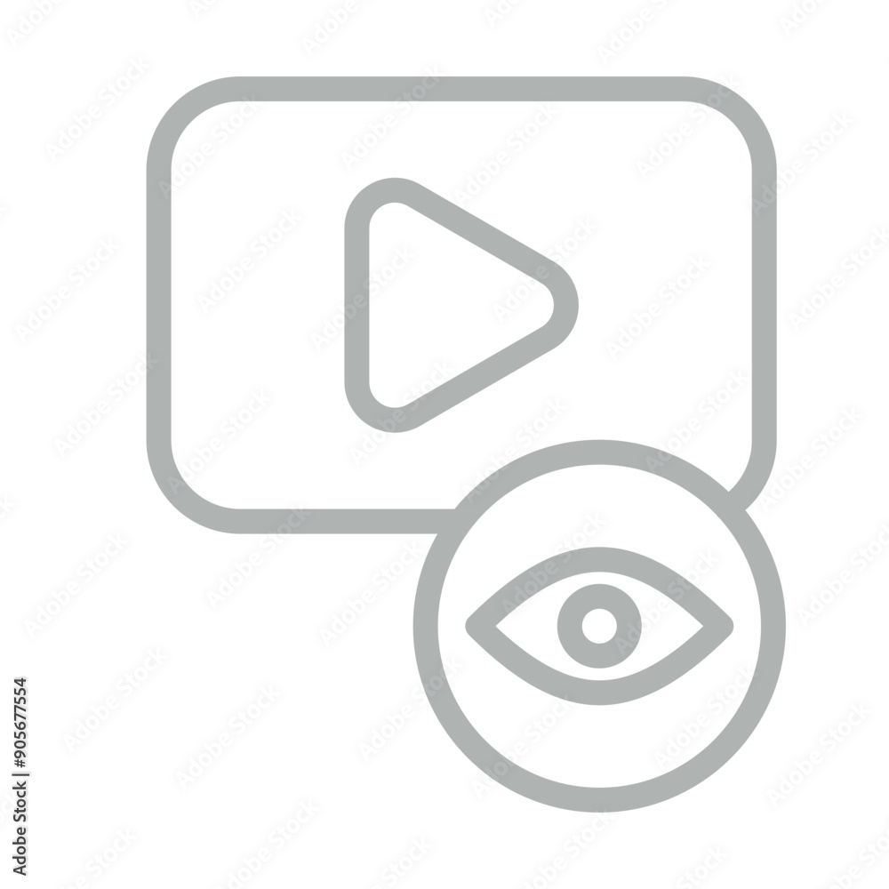Video views Vector Line Grey Icon Design Video views Vector Line Grey Icon Design