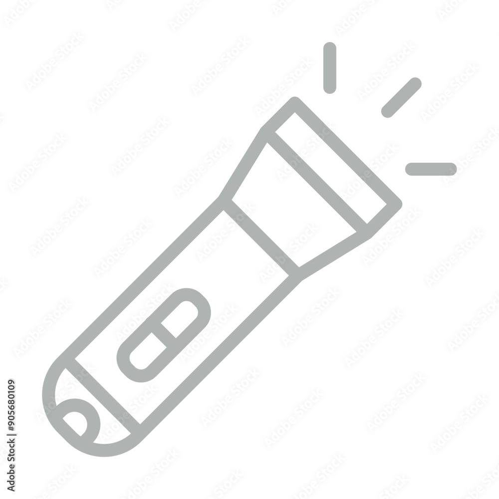 Flashlight Vector Line Grey Icon Design Flashlight Vector Line Grey Icon Design