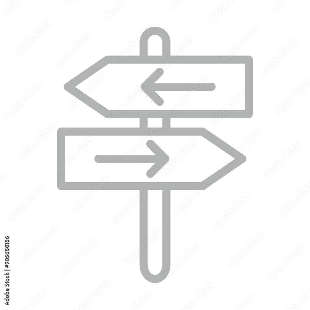 Road Sign Vector Line Grey Icon Design Road Sign Vector Line Grey Icon Design