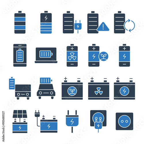 Battery Icon Set Sign Symbol Vector