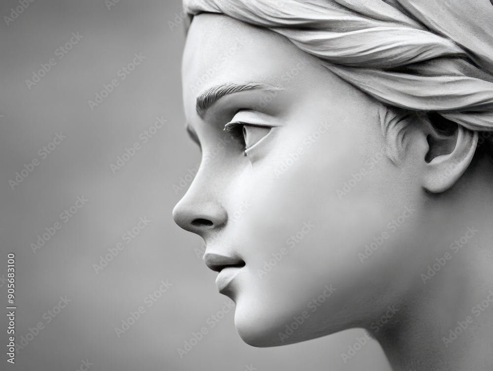 Fototapeta premium Elegant profile of a sculpture captured in black and white light