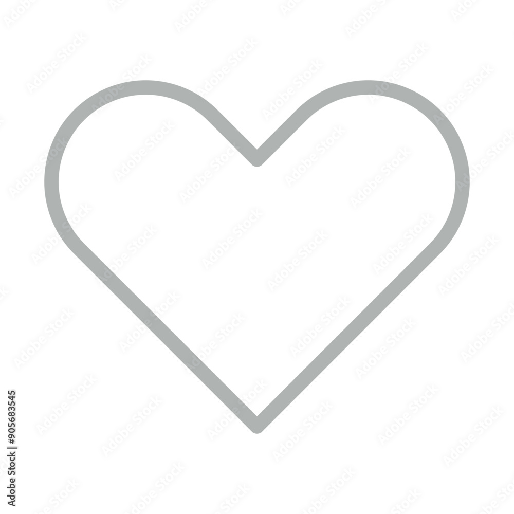 Heart Vector Line Grey Icon Design