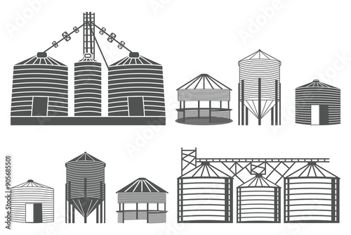 Grain Bin Vector File, Farming SVG File, Grain Elevator SVG File, Vector Art File for Commercial & Personal Use-Cricut, Cameo, Silhouette,