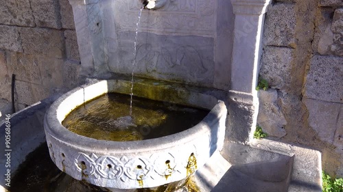 Beautiful closeup view of a fountain in Rhodes photo