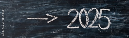 Chalkboard Arrow Pointing Toward Year 2025