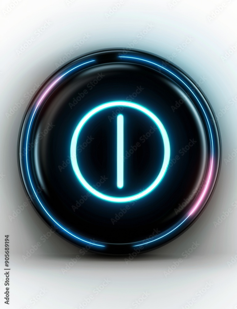 Close-Up of a Futuristic Control Button With Illuminated Ring Close-Up of a Futuristic Control Button With Illuminated Ring