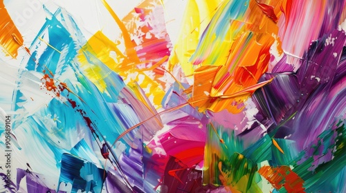 Vibrant brushstrokes on blank canvas