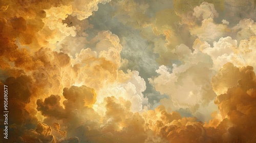 Vintage Clouds Painting in Renaissance Style