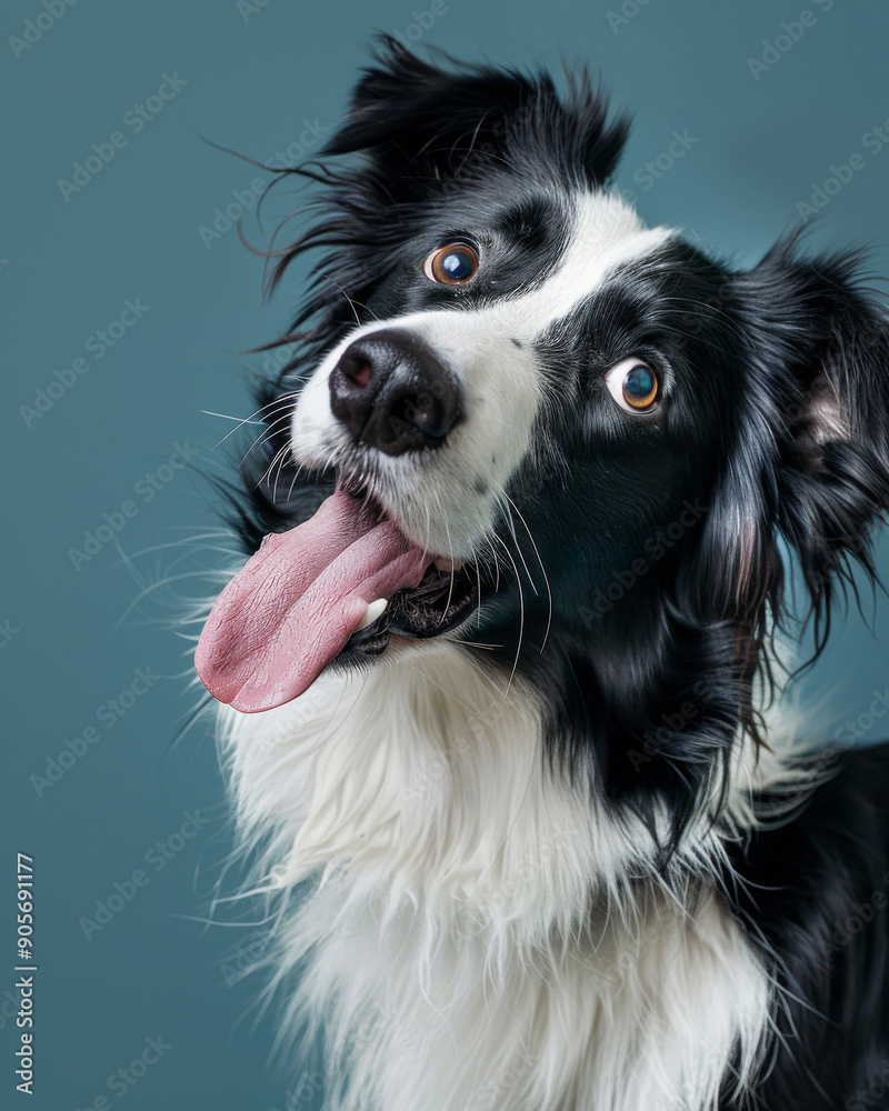 Fototapeta premium close up of a Border Collie is standing with its tongue out