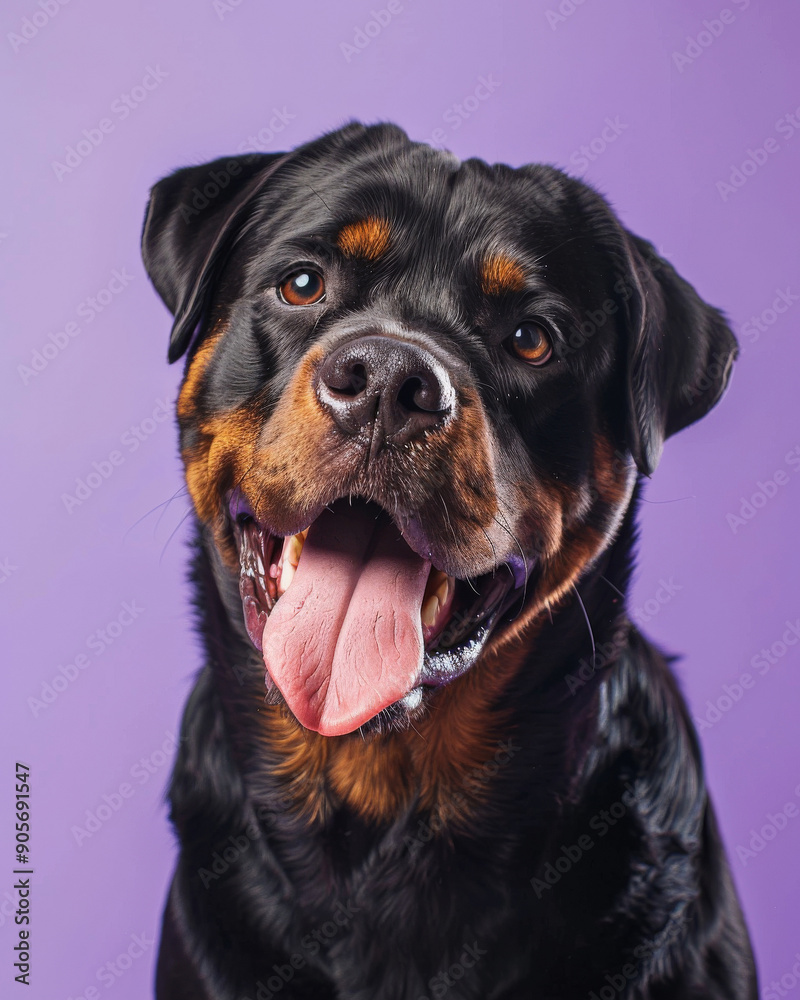 close up of a Rottweiler is standing with its tongue out close up of a Rottweiler is standing with its tongue out