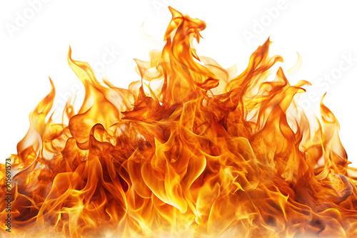 Fire flames on a transparent background