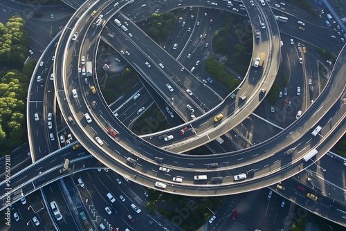 Aerial view at bridge highway junction