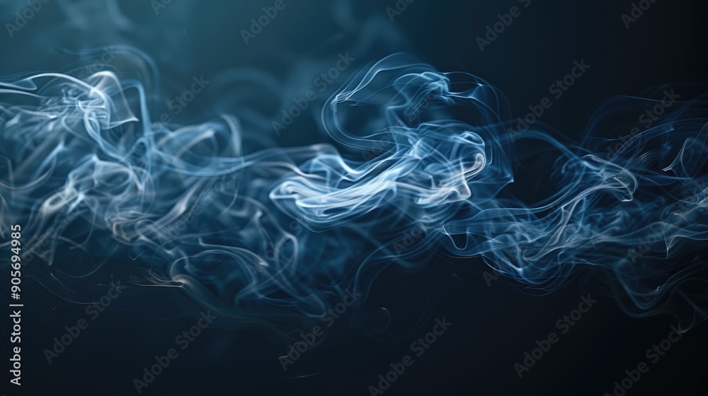 Obraz premium Abstract white smoke on dark backdrop with text space for pollution theme
