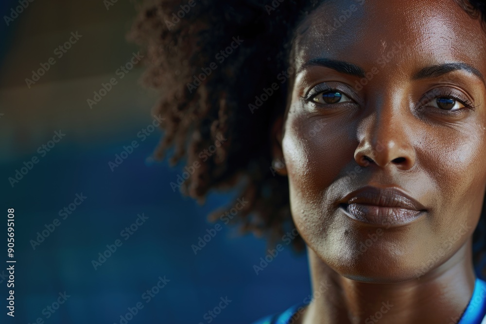 Confident Young Woman with Natural Hair in Dramatic Lighting