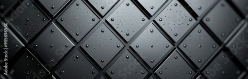 Close-Up of Textured Metal Surface With Raindrops at Sunset