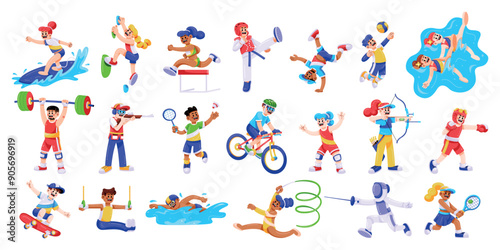 Vector Sport Games Cartoon Olympic Set Illustration Isolated