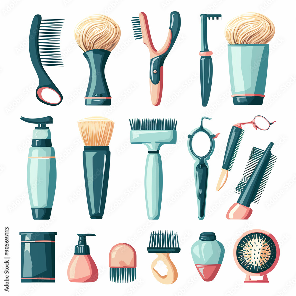 Set of vector icons for hairshop isolated on white background Set of vector icons for hairshop isolated on white background