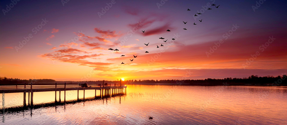 Steg am See im Sonnenuntergang Steg am See im Sonnenuntergang