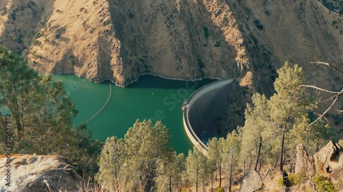 View of lake Lake Berryessa from high in a hill on a summer evening  photo