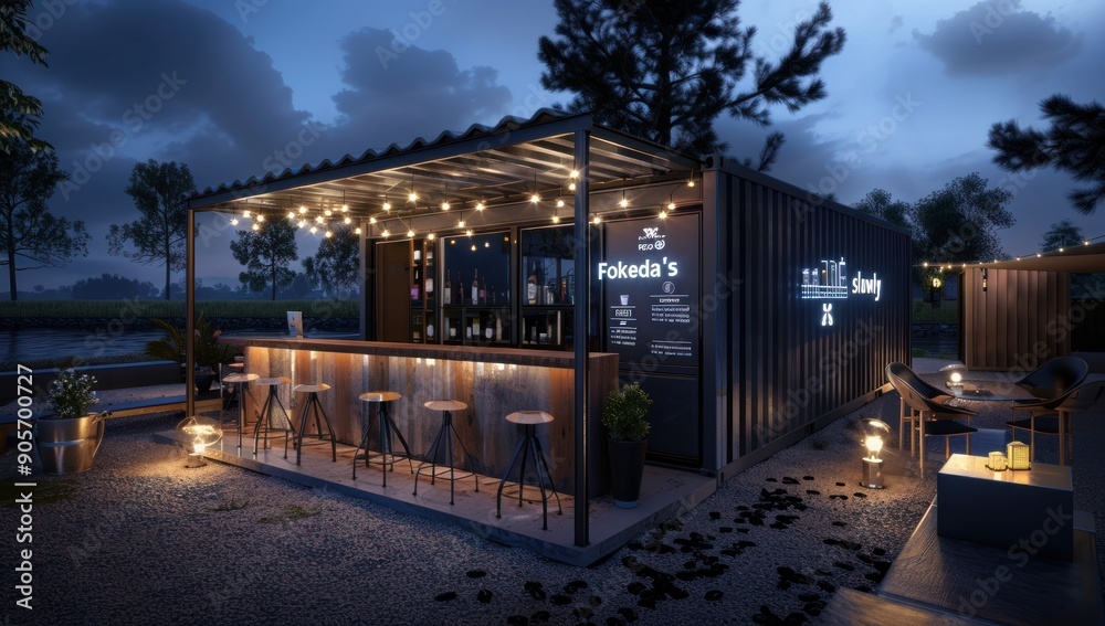 Nighttime Bar with Rustic Charm Nighttime Bar with Rustic Charm