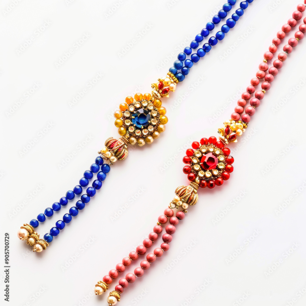Indian traditional rakhi on white background Indian traditional rakhi on white background