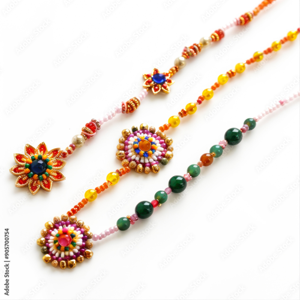 Indian traditional rakhi on white background